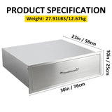 SGOLAN Outdoor Kitchen Drawers 30" W x 10" H x 23" D Flush Mount BBQ Single Drawers with Divider,Built-in Stainless Steel Drawer with Chrome Handle for Outdoor Kitchen Island Patio Grill Station SGOLAN
