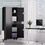 DNA MOTORING 73'' Metal Storage Cabinet, Rolling Garage Cabinet with 1 Drawer and Adjustable Shelves, Lockable Heavy Duty Metal Locker for Garage,Office,Home,Gym, Black, TOOLS-00630-BK-BK-A DNA MOTORING