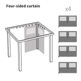 Homegroove Gazebo Universal Replacement Privacy Curtain, 12'x12' Gazebo Curtains Outdoor Waterproof, 4-Panels Sidewall Curtains with Zipper and Mesh Windows for Backyard, Garden, Yard homegroove