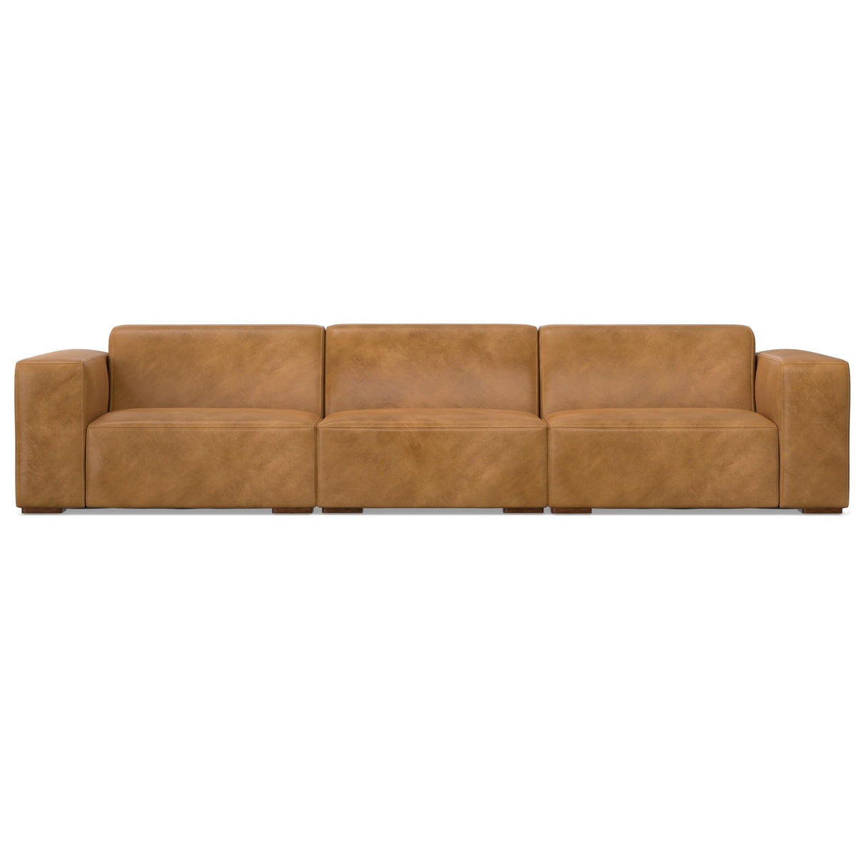 SIMPLIHOME Rex 3-Seater Modular Sofa in Full-Grain Genuine Leather, Sienna, 122-inches Wide, Handcrafted Modern-Style Leather Couch for Living Room and Family Room SIMPLIHOME