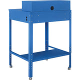 Global Industrial Flat Top Shop Desk w Pigeonhole Compartments, 34-1/2"W x 30" D x 38 to 42-1/2"H, Blue Global Industrial