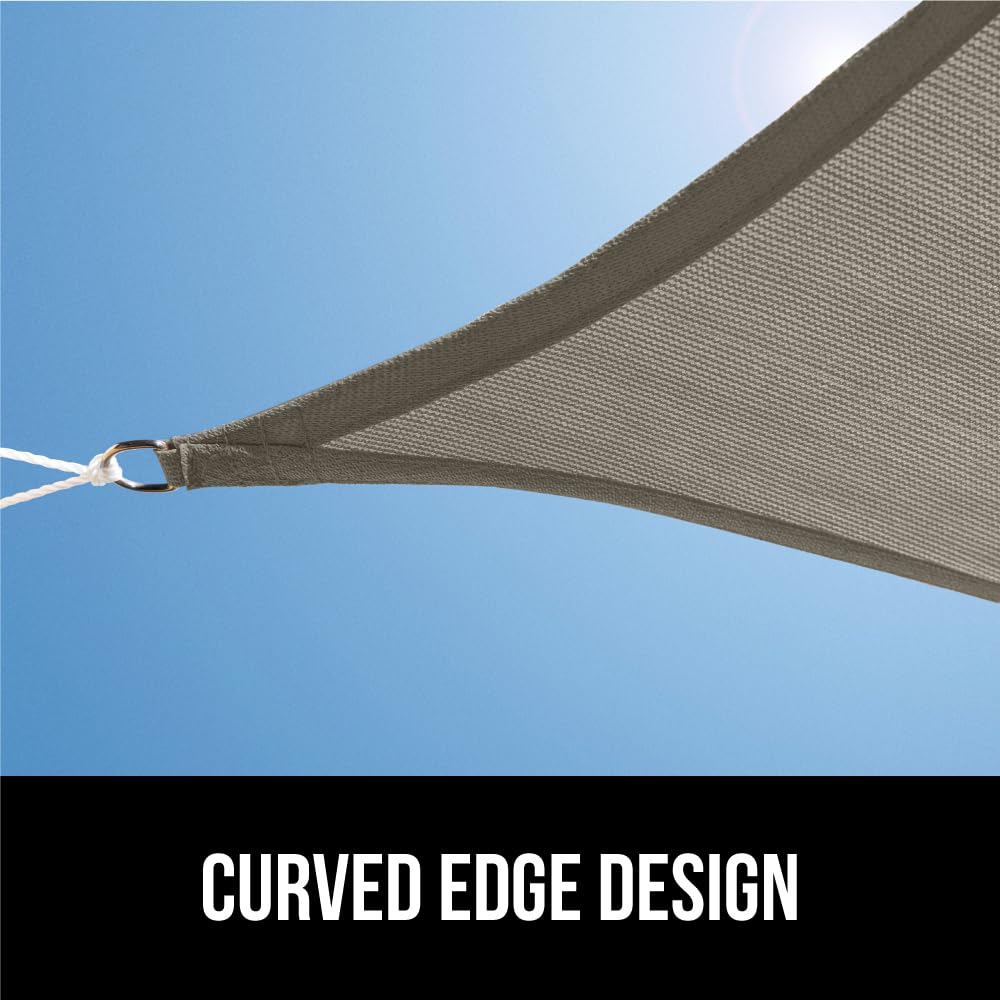 GORILLA GRIP Heavy Duty Sun Shade, UV Protection Fade Tear and Rust Resistant Rectangle Sunshade Canopy, Curved Edges Blocks Sunlight, Breathable Sail, Outdoor Patio, Lawn Garden, 8x10 FT Gray Gorilla Grip