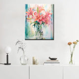 Tucocoo Pink Lily Flower Paint by Numbers Kits 16x20 inch Canvas DIY Oil Painting for Adults with Brushes and Acrylic Pigment - Blooming Floral Vase Picture for Home Decor Gifts (Without Frame) Tucocoo