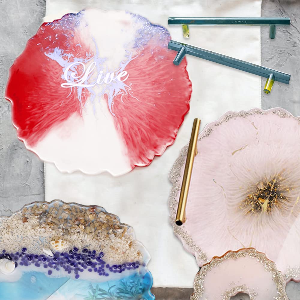 2 Size Large Silicone Tray Molds with Handles Molds 13 Inches Round Big Tray Resin Mold Irregular Geode Coasters Jewelry Plates Mold for Epoxy Resin Casting Art Craft Supplies Wehous