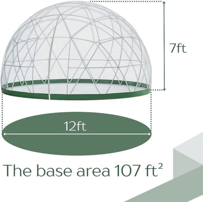 Garden Dome Bubble Tent – 12 Ft Clear Geodesic Backyard Igloo Tent – Outdoor Igloo Dome for Winter – Canopy Gazebos Greenhouse – Weather Proof Transparent Camping House for Picnic, Sunroom - WoodArtSupply