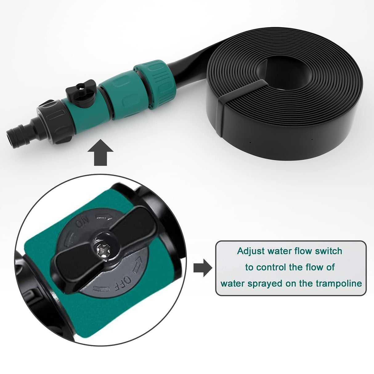 Bobor Trampoline Sprinkler for Kids, Outdoor Backyard Water Park Fun Summer Outdoor Water Sprinkler Toys for Boys Girls (Black, 39ft) BOBOR