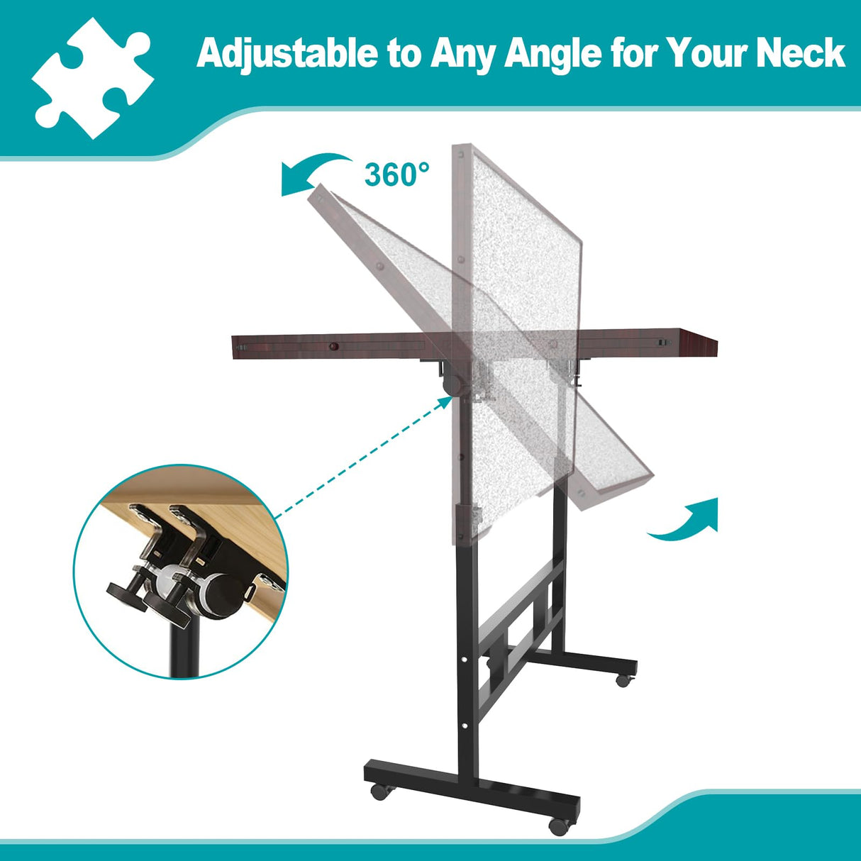 Jigsaw Puzzle Table 1500 Pieces,Adjustable Height&Up Puzzle Board with Cover and 4 Drawers,34×26in Puzzle Tables for Adults,Puzzle Board with Cover with Legs for Puzzle Doer(Coffee Color) RAGOZONERY