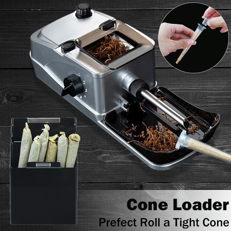 Laicengo Electric Cones Rolling Machine, Pre Roll Machine, Automatic Cigarette Rolling Machine with Pre-roll Cone Holder Case, 3 in 1 for Pre Roll Cones and Cigarettes 6.5 mm & 8 mm Tube Laicengo