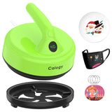 Calogy Mini Heat Press, 5" Diameter Round Heat Press Machine for T-Shirt Portable, 4 Levels Temp Max 410℉, Small Iron for Crafts, Coaster, Bag, Pillow, Ceramic, Sublimation Ink Vinyl Transfer (Green) Calogy