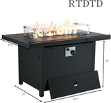 RTDTD Aluminum Patio Furniture Set with Fire Pit Table, 7 Seats Patio Outdoor Conversation Set with Swivel Chair Modern Metal Patio Sectional Sofas with Upgrade Cushions for Patio, Backyard (Grey) RTDTD