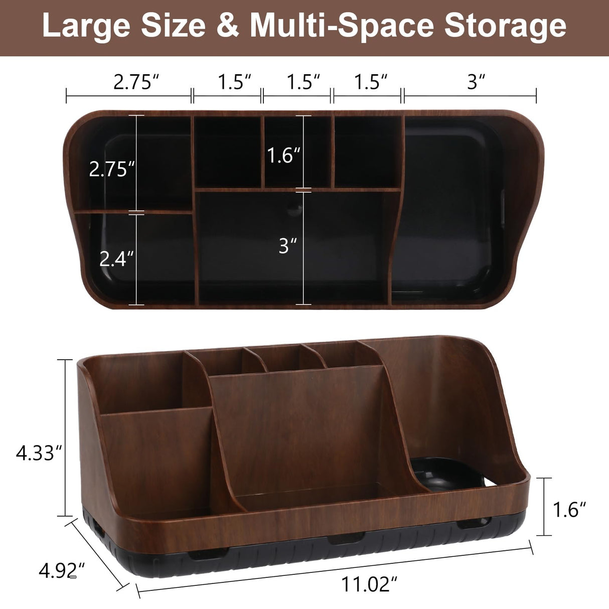 GFWARE Wood Toothbrush Holders for Bathrooms Countertop Organizer - Detachable 7 Slots Kid Bathroom Decor and Accessories, Wooden Bathroom Sink Storage Organization, Caddy, Tray, Brown GFWARE