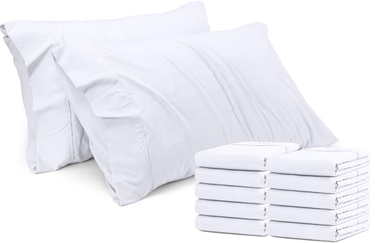 Utopia Bedding Queen Pillow Cases - Pack of 12 - Envelope Closure - Soft Brushed Microfiber Fabric - Shrinkage and Fade Resistant Pillow Covers Queen Size 20 X 30 Inches (Queen, White)