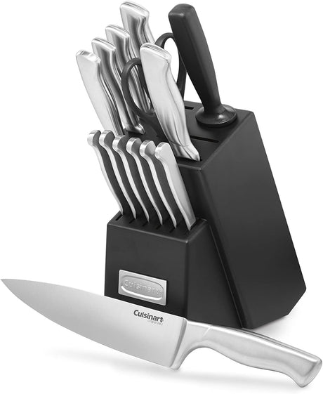 CUISINART Block Knife Set, 15pc Ultra Ultra- Sharp Cutlery Knife Set with Steel Blades for Precise Cutting , Lightweight, Stainless Steel, Durable & Dishwasher Safe, C77SS-15PK Cuisinart