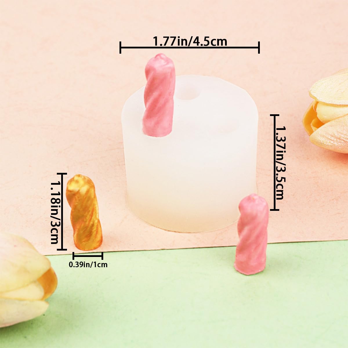 2 PCS Mini Long Cylinder Shape Mold Pillar Cylinder Shape Mold Silicone Candle Molds Mini Twisted Cylinder Mould for Candle Home Decoration Candle Making Birthday Cake Decor AddLotLot