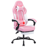 Ergonomic Video Gamer Chairs,Computer Gaming Chairs with Massage Lumbar Support and footrest,Racing Style Computer Chair Adjustable Headrest for Adults,PinkWhite NIONIK
