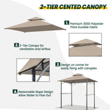 OLILAWN Grill Gazebo Replacement Canopy Roof, 5' x 8' Outdoor BBQ Gazebo Canopy Top Cover, Double Tired Grill Shelter Cover with Durable Polyester Fabric, Fit for Model L-GG001PST-F, Beige OLILAWN