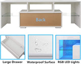 Goujxcy LED TV Stand for 60 inch TVs, High Gloss Entertainment Center with Storage Drawer, Media Console Table Television Stands Cabinet Desk Goujxcy