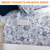 Elegant Comfort Luxury Soft Bed Sheets Paisley Pattern - 1500 Premium Hotel Quality Microfiber Softness Wrinkle and Fade Resistant (6-Piece) Bedding Set, Queen, Navy Elegant Comfort