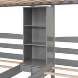 Triple Bunk Beds with Stairs and Storage Drawers, Twin Over Twin&Twin Bunk Bed for 3 Kids, Wooden 3 Bunk Beds Frame with Built-in Shelves for Kids,Teens, Adults, No Box Spring Needed (Gray) Harper & Bright Designs