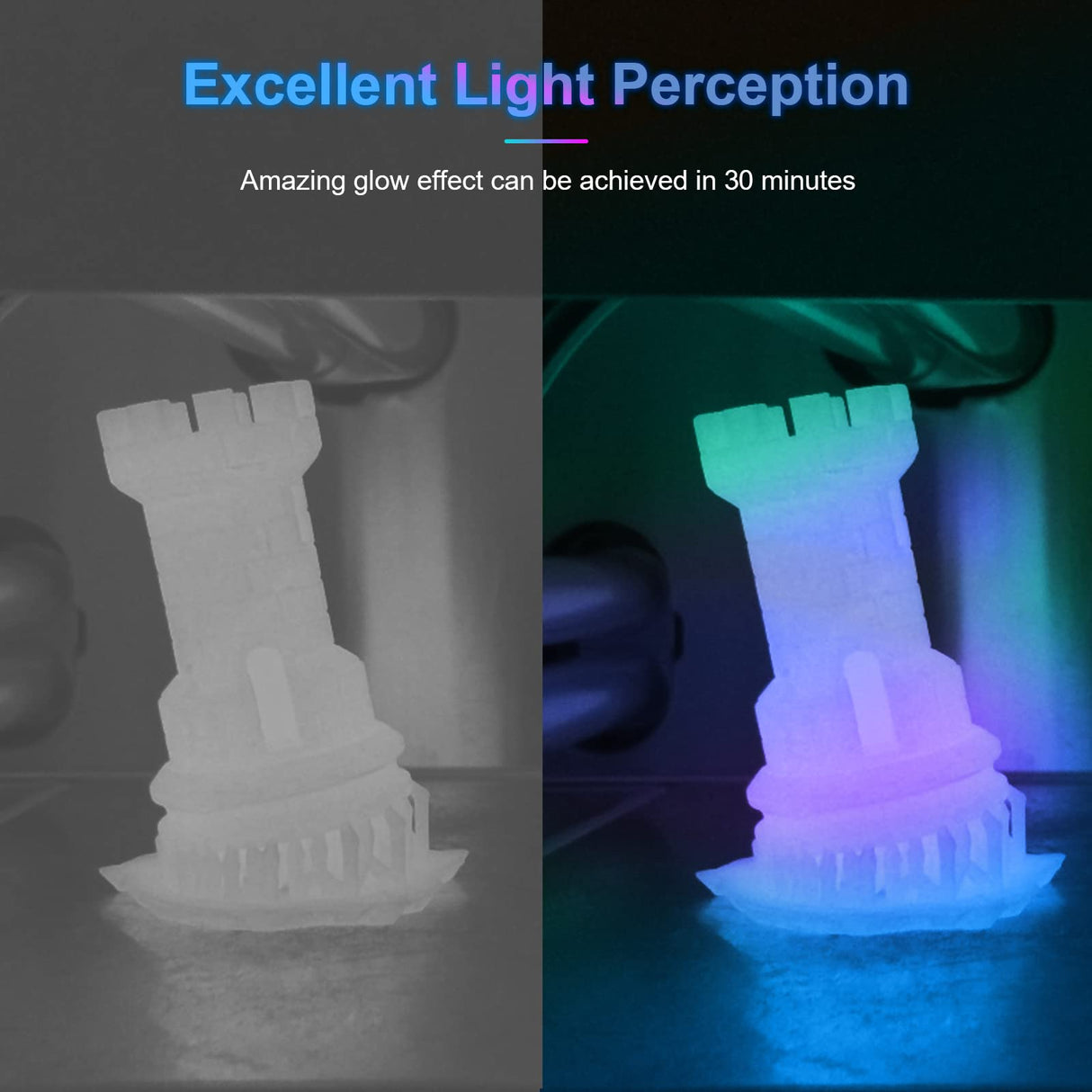 GIANTARM Glow in The Dark Rainbow Luminous PLA Filament 1.75mm, 1kg 3D Printer Multicolor Filament Gradient, Color Change in 10 Meters, with High Brightness, Fast Glow and Long Time Glowing GIANTARM