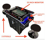 Top Us Video Arcades Full Size Commercial Grade Cocktail Arcade Machine 2 Player retro 412 Games 22" LCD Screen Tempered Glass 2 Stools Included 5 year Warranty Black TOP US VIDEO ARCADES