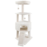 HUITREE 45in Cat Tree Tower with Big Cat Condo for Indoor Cats,Cat Tower Activity Center Cat Furniture with Scratching Post and Hanging Bed,Beige HUITREE