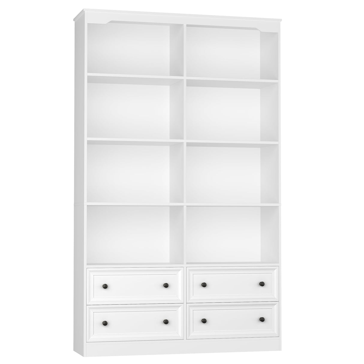 FINETONES 71" Tall Bookshelf with 4 Drawers, 6-Tier Double Wide Bookshelf and Bookcase with Storage, White Bookshelf Large Open Bookshelf Standing Book Cabinet for Home Office, White FINETONES