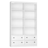 FINETONES 71" Tall Bookshelf with 4 Drawers, 6-Tier Double Wide Bookshelf and Bookcase with Storage, White Bookshelf Large Open Bookshelf Standing Book Cabinet for Home Office, White FINETONES