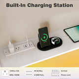 UNIQUITE 6 Drawers Dresser with LED Light and Power Outlet, Wood White Dressers for Bedroom & Chests of Drawers, Large Double Dressers for Bedroom, Living Room, Entryway, Hallway UNIQUITE