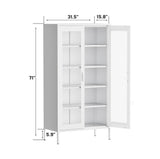QINPTWUT 73" Industrial Storage Pantry, Kitchen Storage Cabinet with Mesh Door, 4 Adjustable Shelves, Freestanding for Kitchen, Dining Room,Bedroom, Workshop, Office, Garage QINPTWUT