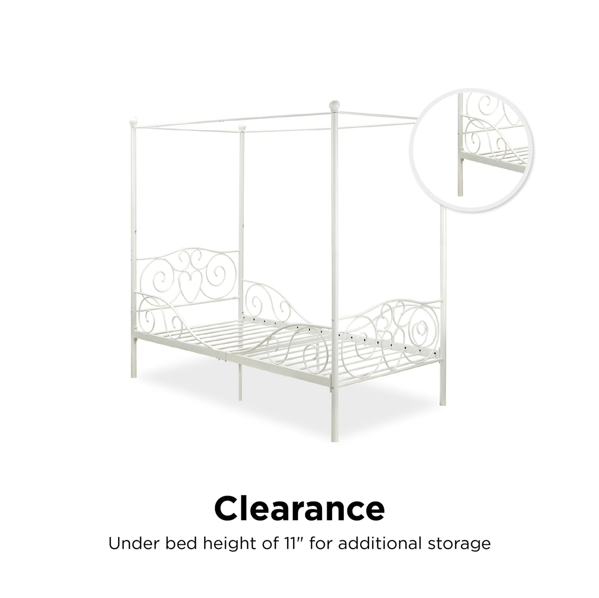 DHP 3265098 Sturdy Bed Frame, Twin, White DHP