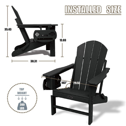 FOOWIN HDPE Folding Adirondack Chair Set of 4, All-Weather Resistant Adirondack Chair w/4 in 1 Cup Holder Trays, Adirondack Chairs for Outdoor, Patio, Lawn, Garden, Backyard Deck(Set of 4, Bl - WoodArtSupply