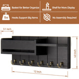 RelaxScene Key Holder Wall Mount - Decorative Key Rack and Mail Organizer with 6 Key Hooks - Wooden Key Hanger with Shelf for Living Room Decor - Rustic Farmhouse Home Entryway Aesthetic Essentials RelaxScene