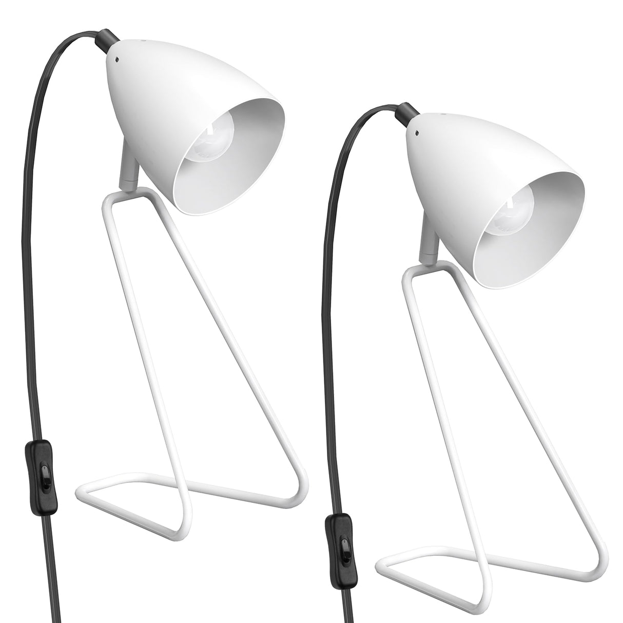 PARTPHONER Table Lamp Set of 2, 350°Rotatable Small Desk Lamp, Modern White Reading Bedside Lamps, Suitable for Study, Bedroom, Office, Dorm, Children's Room, 2 Bulbs Included PARTPHONER