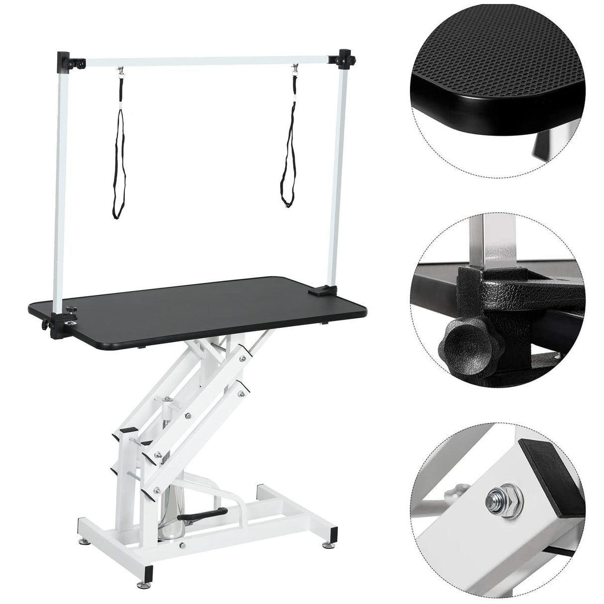 JINTANGLI PET Hydraulic Pet Dog Grooming Table for Dogs & Cats, Heavy Duty Large Groomming Table with Adjustable Arm Noose, Maximum Capacity Up to 300lbs, 42.5inch, Black JINTANGLI PET
