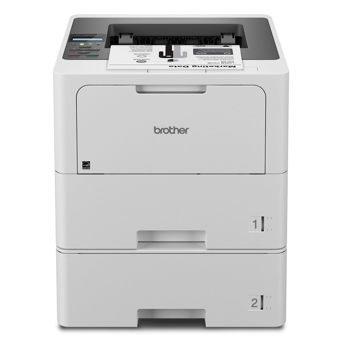 Brother HL-L6210DWT Business Monochrome Laser Printer with Dual Paper Trays, Wireless Networking, and Duplex Printing, White