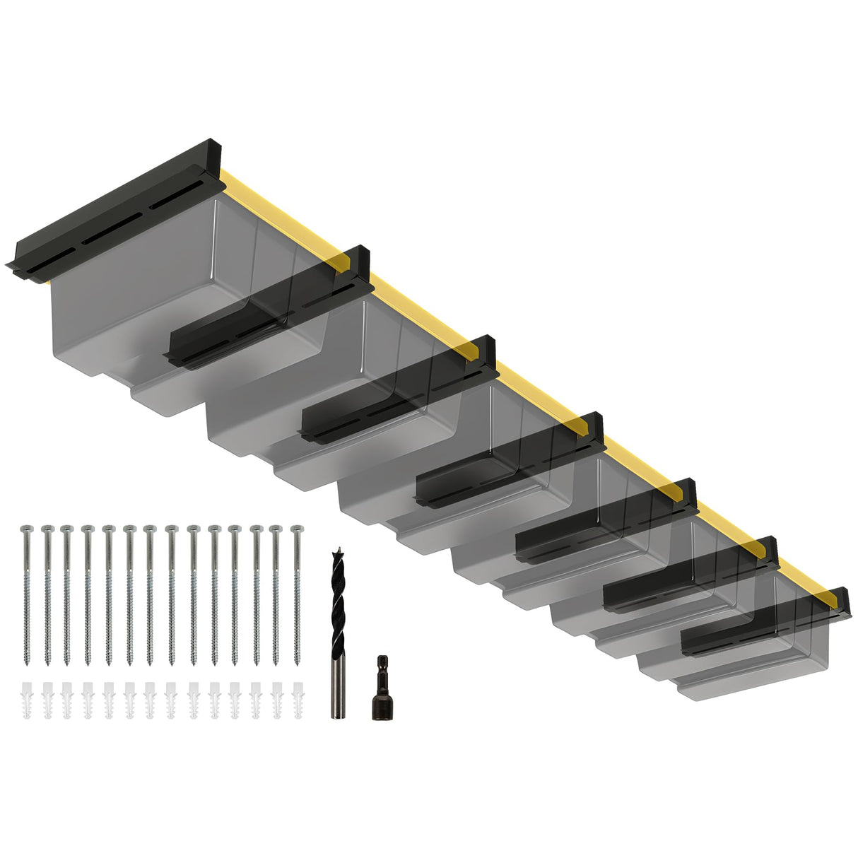 Eastrexon 6-bin Overhead Garage Storage Rack, Ceiling Storage Racks Heavy Duty, Powder Coated Tote Storage Rack for Garages, Sheds, Storerooms (7 PCS, for 6 Bins) Eastrexon