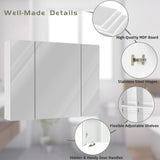 Medicine Cabinets Bathroom Mirror Cabinet with 3 Door 31.5x23.6 Inch Bathroom Wall Cabinet with Mirror Wall Mirror Storage Shelf with 3-Adjustable Shelves Storage Organizer Kitchen Cupboard,White DICTAC
