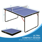 Small Mini Ping Pong Table, Portable Indoor Outdoor Folding Table Tennis Table with 2 Paddles, 3 Balls and Net Generic