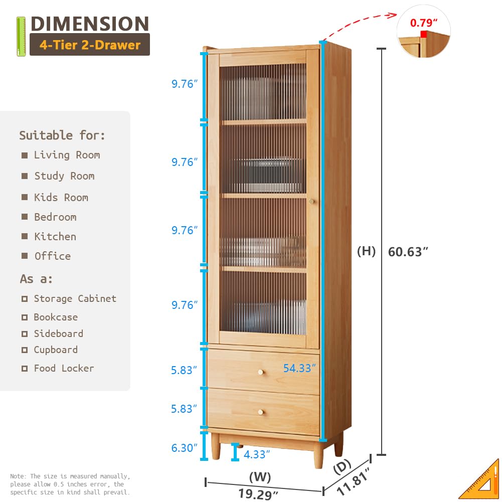 NELYE 4-Tier Dark Walnut Wooden Bookcase with Adjustable Shelves and Double Drawers - WoodArtSupply