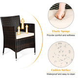 Tangkula 8 PCS Patio Rattan Conversation Set, Outdoor Wicker Furniture Set with Tempered Glass Coffee Table &Thick Cushion, Rattan Chair Wicker Set for Garden, Lawn, Poolside and Backyard (2, Brown) Tangkula