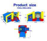 WELLFUNTIME Inflatable Bounce House with Blower, Jumping Castle Slide, Kids Bouncer with Ball Pit, Basketball Rim, Dart Target Game WELLFUNTIME