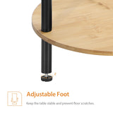 MOOACE End Tables Set of 2, Small Side Table, 2-Tier Round Nightstand Sofa Table Coffee Table with Bamboo Storage Shelves for Living Room, Bedroom MOOACE