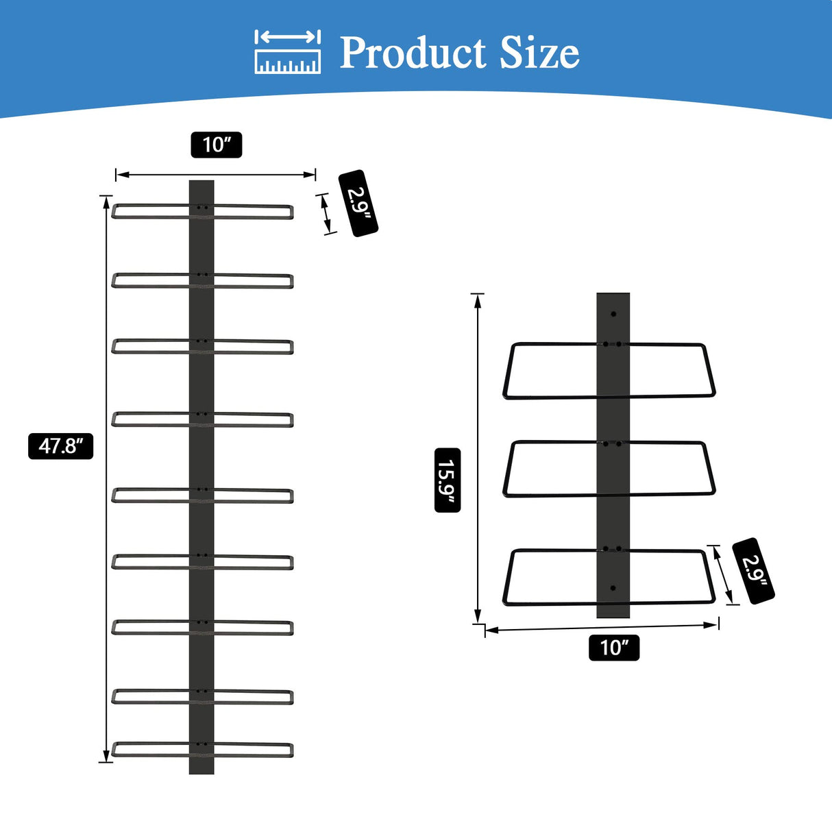 C&AHOME Wall Mounted Wine Rack, 9 Bottle Wall Mounted Wine Rack, Adjustable and Separable Metal Hanging Wine Bottle Holder, Freely Wall Wine Rack for Kitchen Pantry Bar Wine (1) C&AHOME