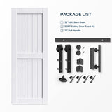 EaseLife 32in x 84in Sliding Barn Door with 5.5FT Barn Door Hardware Track Kit Included,Solid LVL Wood Slab Covered with Water-Proof & Scratch-Resistant PVC Surface,DIY Assembly,Easy Install,White EaseLife