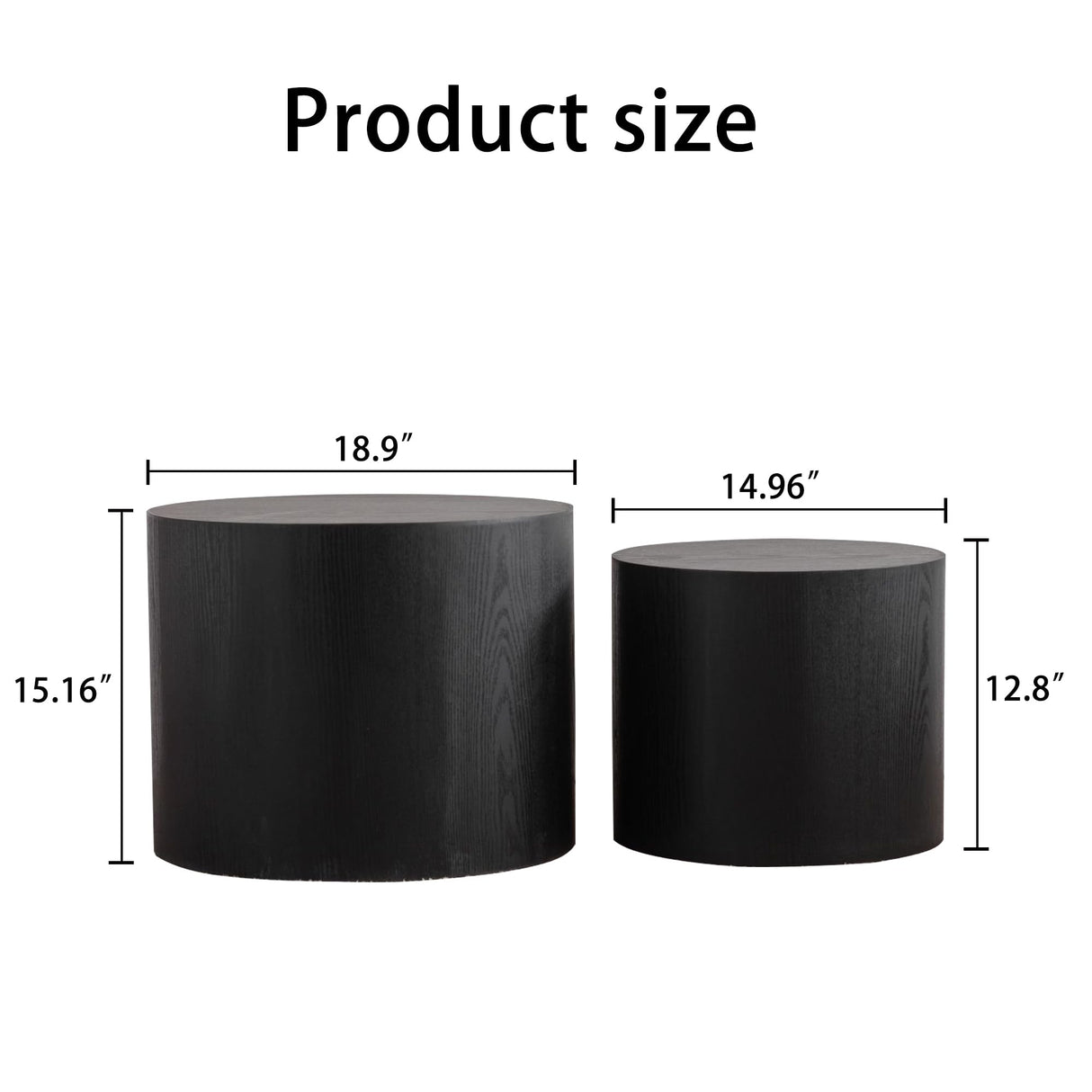 GDFStudio Round Nesting Coffee Table Set of 2, Modern Wooden Accent Side Table, Space Saving Small Circular Tea Coffee Tables and End Tables Sets for Living Room Small Space, No Assembly, Black GDFStudio
