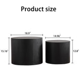 GDFStudio Round Nesting Coffee Table Set of 2, Modern Wooden Accent Side Table, Space Saving Small Circular Tea Coffee Tables and End Tables Sets for Living Room Small Space, No Assembly, Black GDFStudio