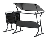 SD Studio Designs 2 Piece Eclipse Ultra Center/Drawing Table with Stool, Angle Adjustable Top, Storage Shelves, and Drawers SD STUDIO DESIGNS
