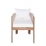 Christopher Knight Home Matera Dining Chair Set of 2, Acacia Wood Outdoor Accent Chair, Farmhouse Patio Kitchen Side Chair, Comfy Reading Chair, Round Backrest and Water Resistant Cushion,Teak+ Beige Christopher Knight Home