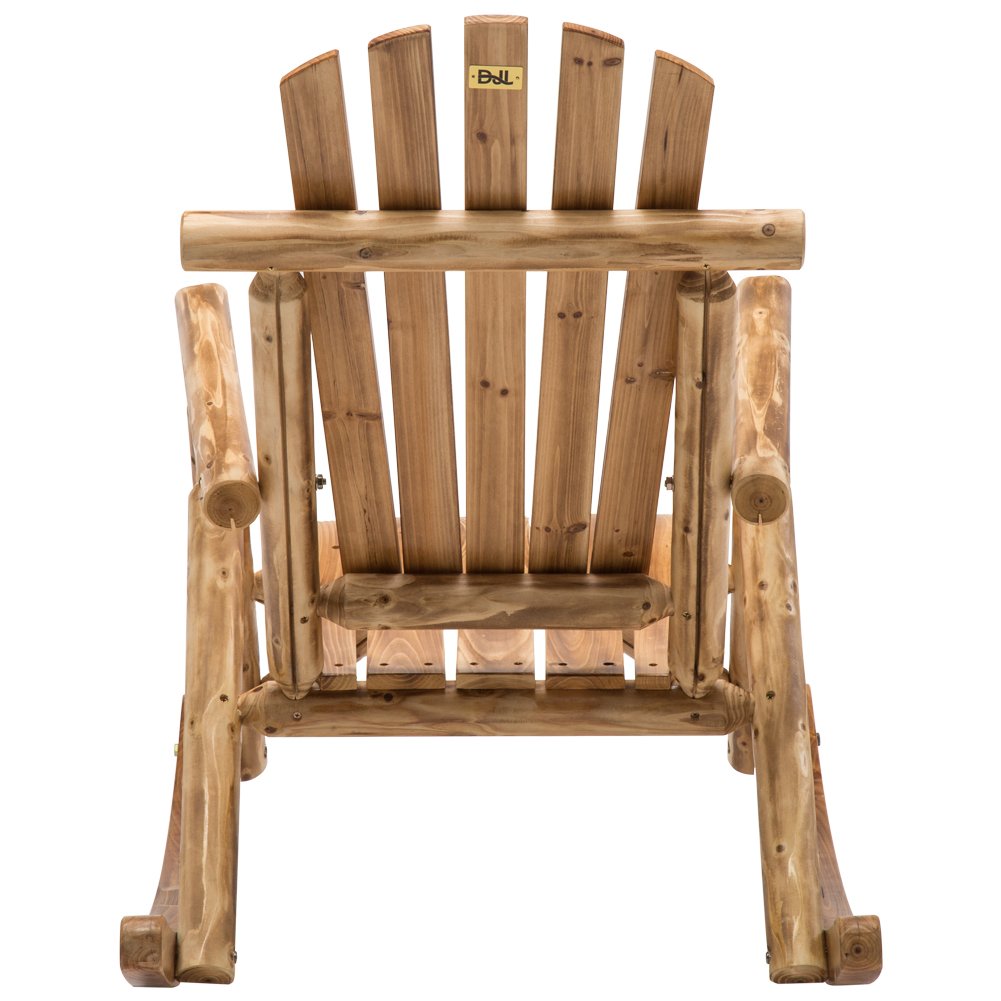 DJL Antique Wood Outdoor Rocking Log Chair Wooden Porch Rustic Log Rocker - WoodArtSupply